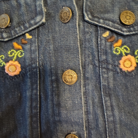 Kids Denim Jacket with Floral Embroidery - Picture 6 of 6